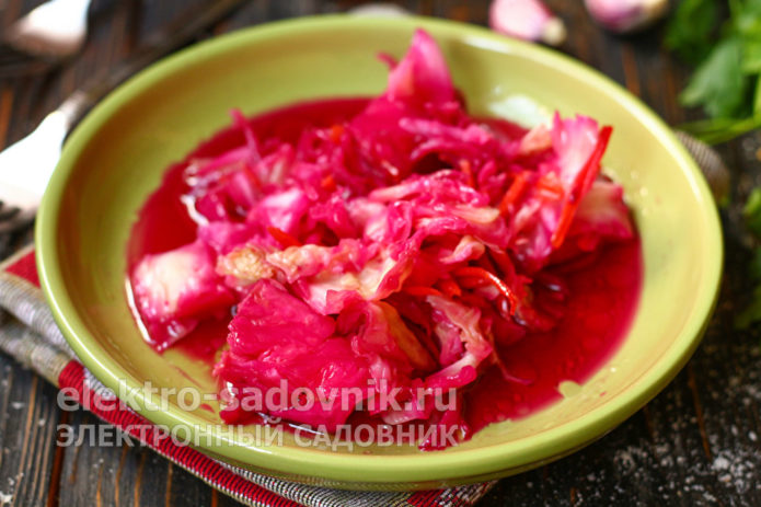 маринованная капуста со свеклой квадратиками