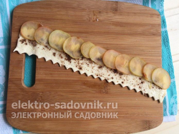 выложить кружочки яблок