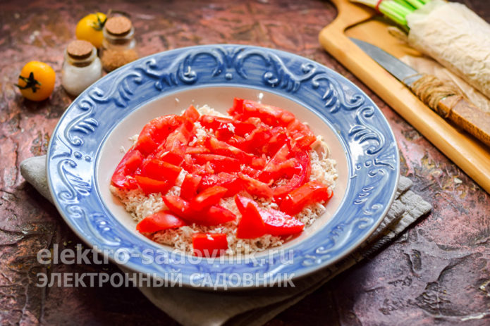 помидоры нарезать кусочками