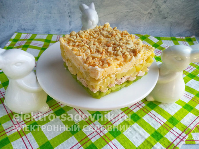 салат с курицей и ананасом